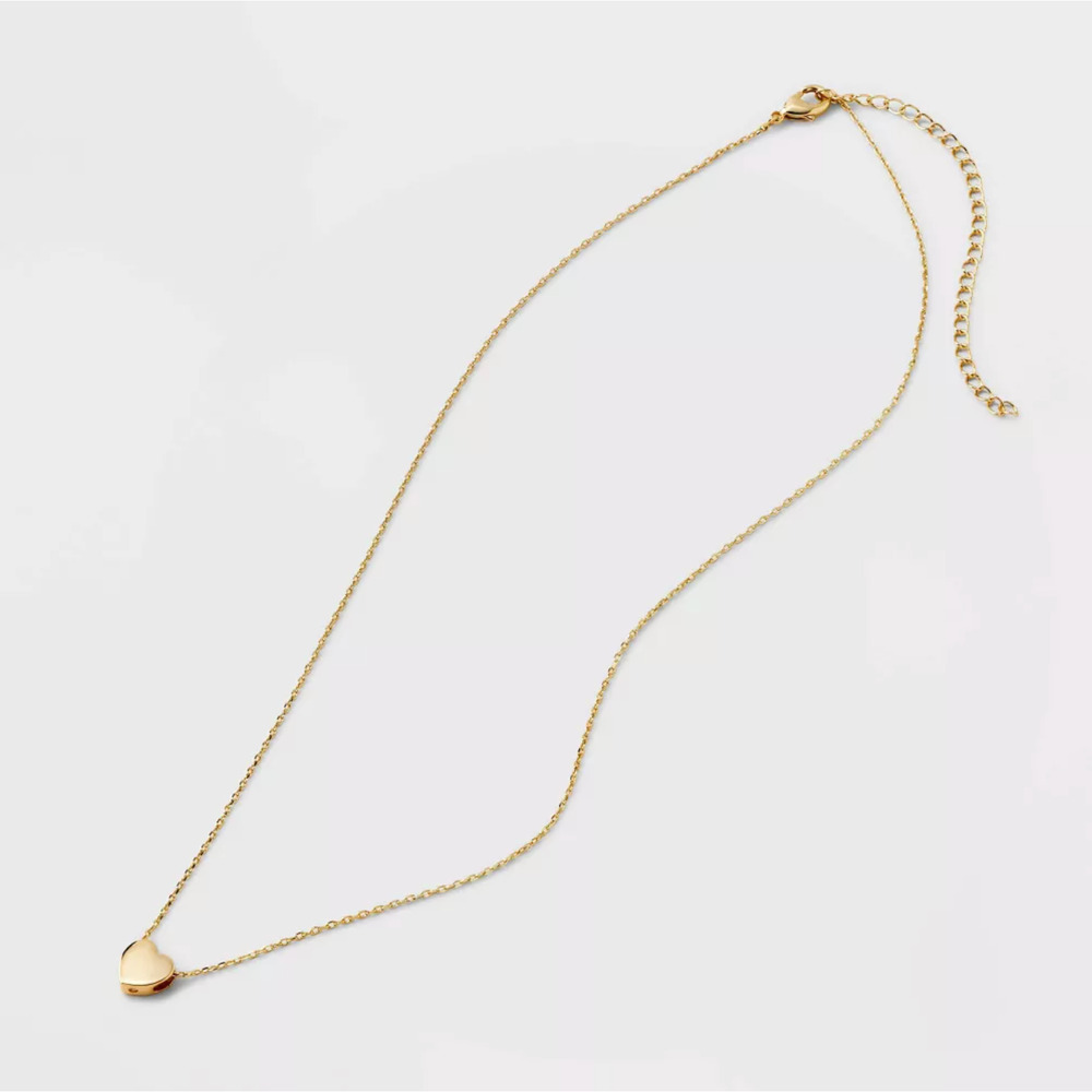 A New Day 14K Gold Plated Heart Slider Pendant Necklace Gold Lobster Clasp